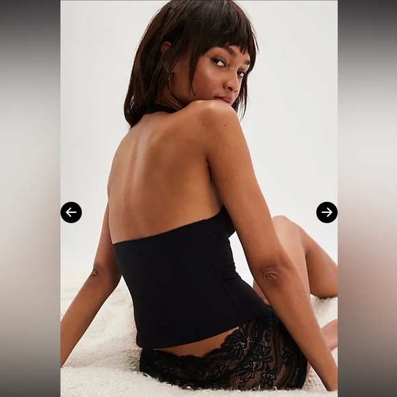 Free People Intimately Still Here Halter Cami Black Size Small $38 Retail NWT - Picture 2 of 4